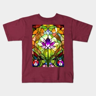 Stained Glass Lotus Flower Kids T-Shirt